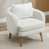 Poltrona moderna, semplice, in velluto teddy con cuscino, cuscino extra spesso, poltrona singola, imbottita, sedia da relax, sedia con gambe in legno massello