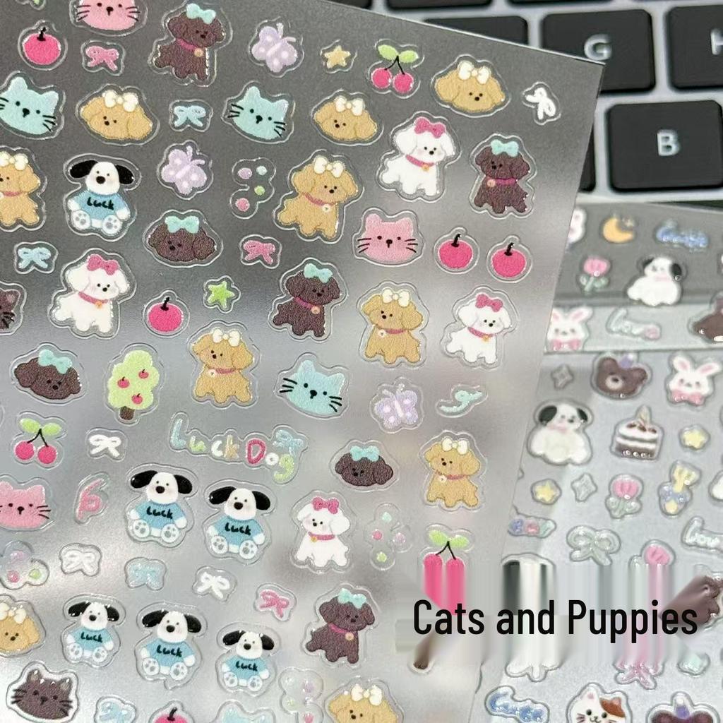 Embossed Cartoon Animal Nail & Phone Camera Stickers