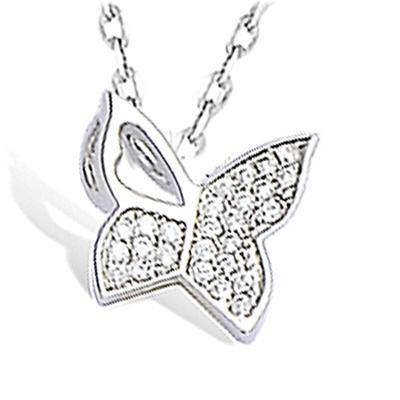 [L1253] - Silver Necklace 'Butterfly' Silver White (rhodium-plated) - 10x10 Mm