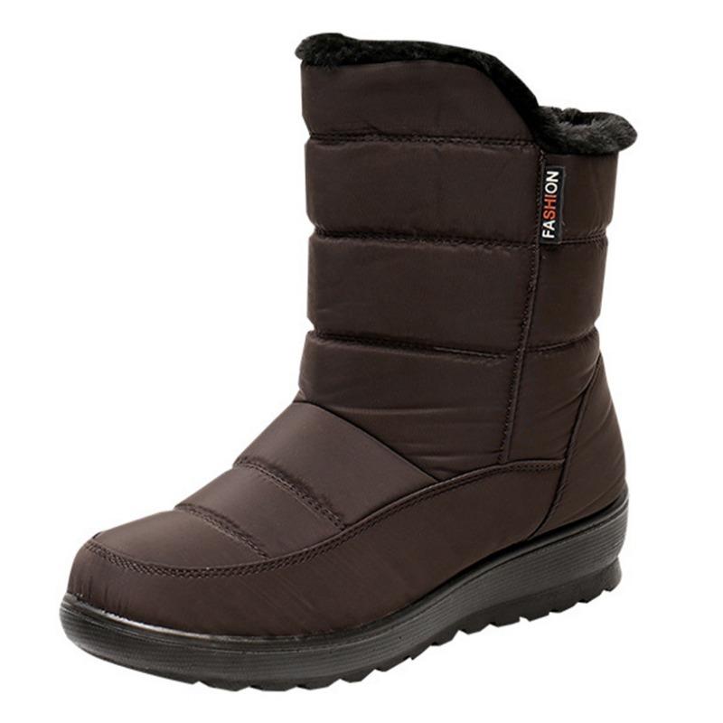 

Женские зимние теплые сноубутсы, подкладка из искусственного меха, водонепроницаемые ботильоны, нескользящая уличная обувь, походные спортивные ботинки 41 темно-коричневого