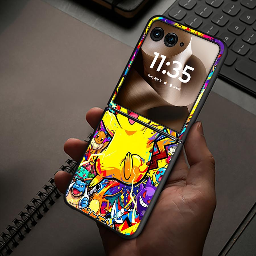 Hot Anime Pokemon Case for Motorola 50/60 50 60 Ultra Back Phone Cover Luxury Funda Motorola Razr 60 Ultra