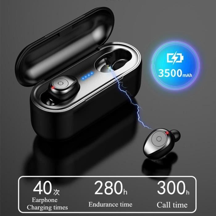 Ecouteur Oreillette Bluetooth 5.0 F9 Mini 5D - Casque sans fil Sport avec microphone IPX7 étanche