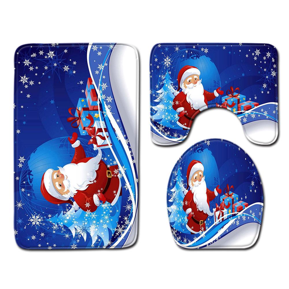 

Christmas Bathroom Floor Mat Toilet Three-Piece Set 45cmx75cm
