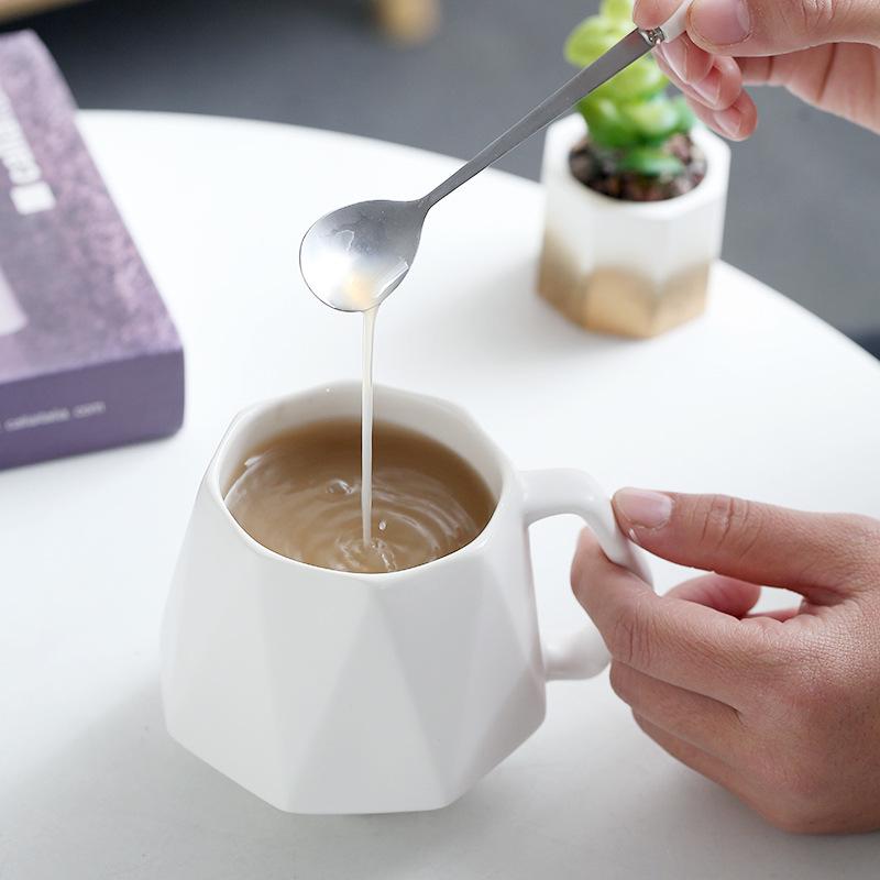 Geometric Diamond Rhombus Ceramic Couple Mug