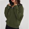 Autumn Winter Womens Oversized Sweatshirt Half Zip Hoodie Quarter Zip Long Sleeve
