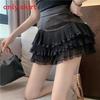 Cotton Blend Summer Womens Short Skirt With Lace Ruffle Hem For Casual Wear