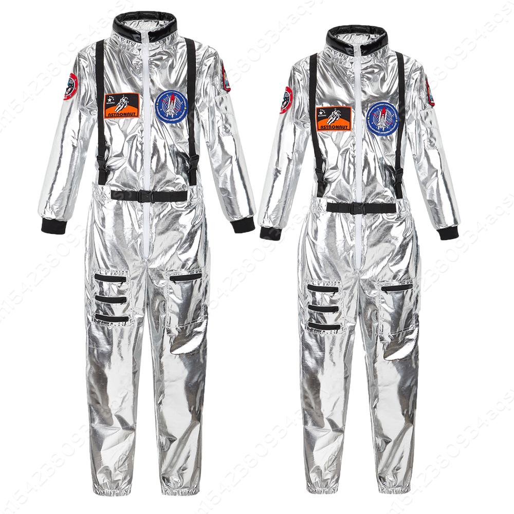 Market-3 Unisex Silver Astronaut Costume For Men Plus Size Halloween Costumes For Couples Astronaut Costume Women Space Suit Spaceman Jumpsuit Cm