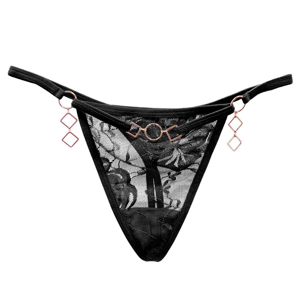 Fashion Metal Chain Spice Girls Underwear Wear Thong Female Seduction Lace Interwoven Hollow Waist Sexy Panties