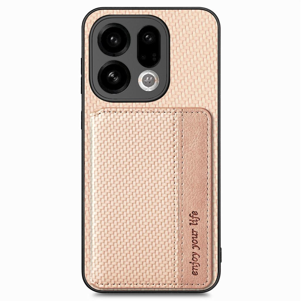 For Oppo Find X9 5G Case RFID Blocking Carbon Fiber Leather Phone Back Cover with Card Holder