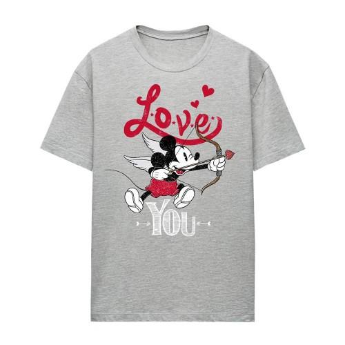 Disney Womens/Ladies Love You Mickey Mouse Cupid Heather T-Shirt