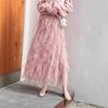 Irregular Mesh Skirt Spring, Summer and Autumn Versatile Commuting High Waist Thin Elastic Waist A Word Medium and Long Skirt Children