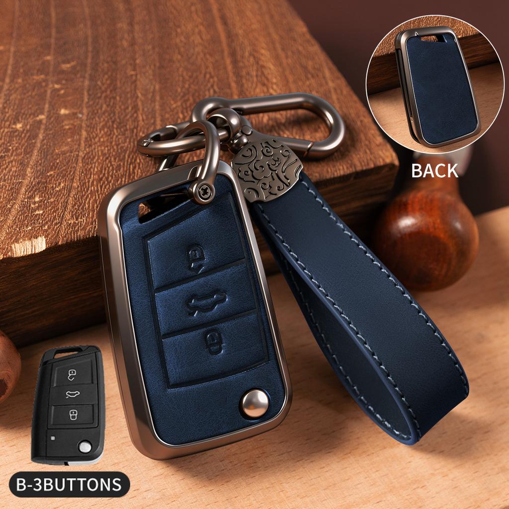Car Zinc Alloy Flip Key Case Cover Holder For Volkswagen VW Golf 7 For Skoda A5 Fabia A7 Kodiaq Karoq Key Chain