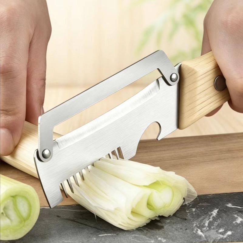 Multi-Functional Vegetable Peeler For Kitchen, Ultra-Sharp Stainless Steel Blade With Wooden Handle And Bottle Opener