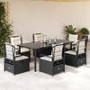 VidaXL Garden Dining Set Cushions 7pcs Black Wicker 3262969