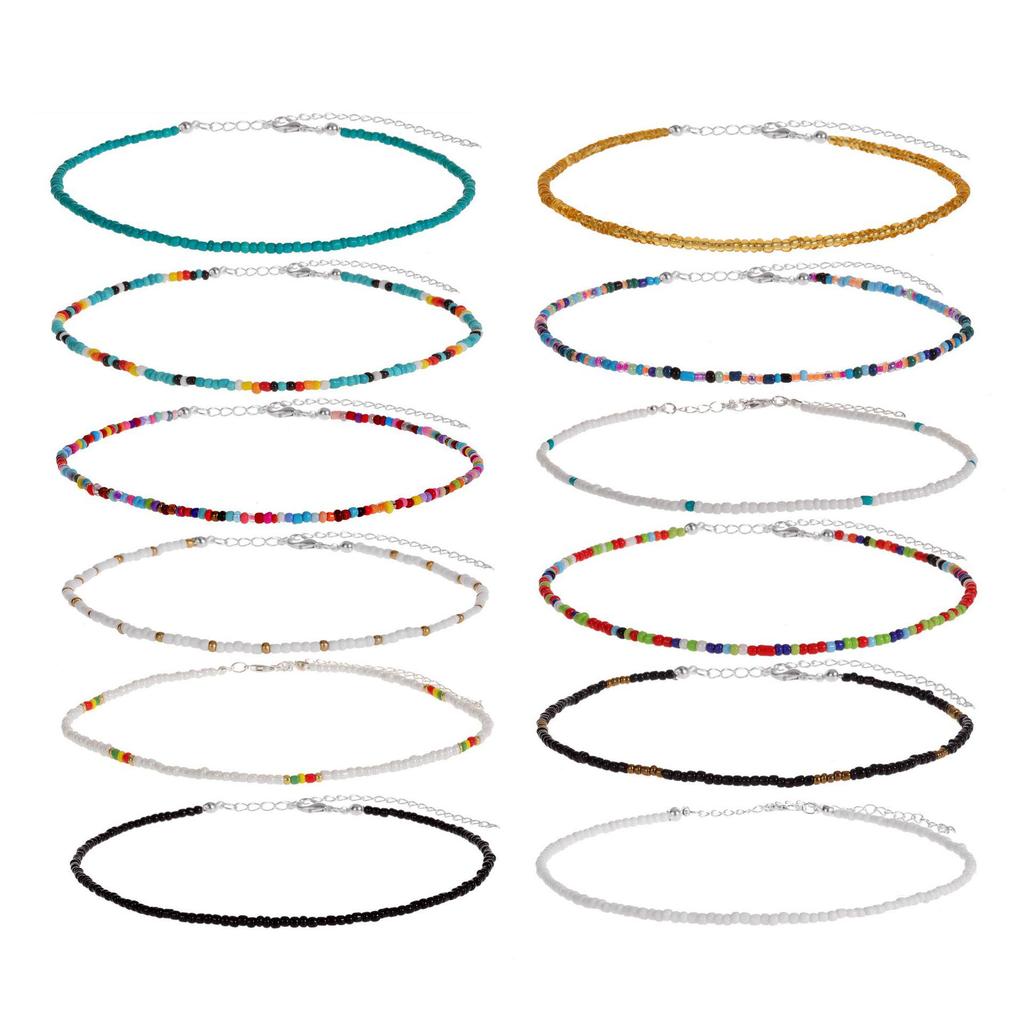 Collier bohème en perles de riz colorées fait main - Style européen et américain, accessoire de mode polyvalent