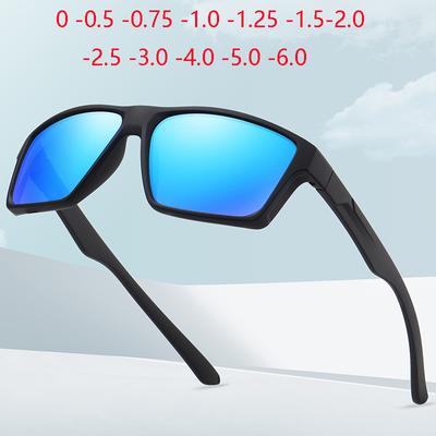0 -0.5 -0.75 To -6.0 Sport Anti-Glare Night Vision Lens Square Nearsighted Sunglasses With Diopter Sun Glasses For Men