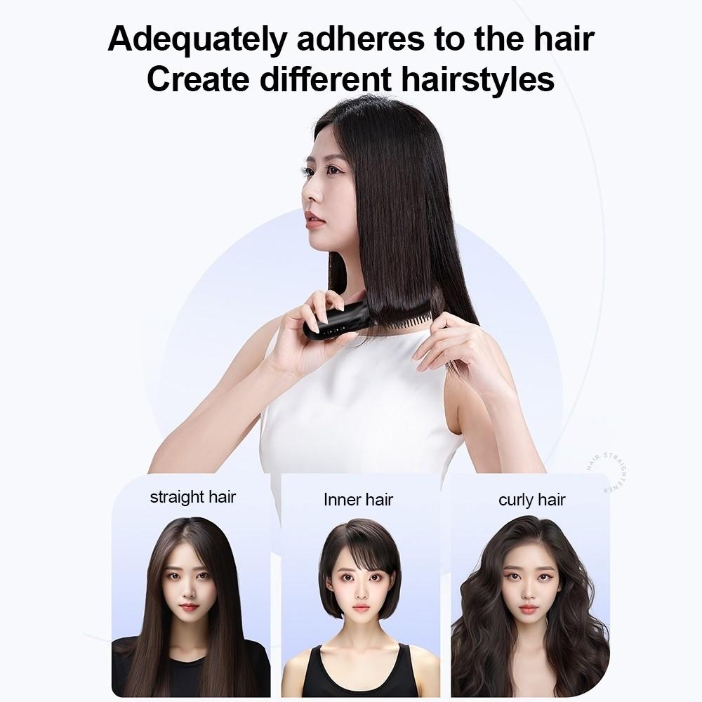 Negative Ion Hair Care Hair Curler USB Rechargeable Professional Hair Straightening Brush Wireless Hair Straightener Comb