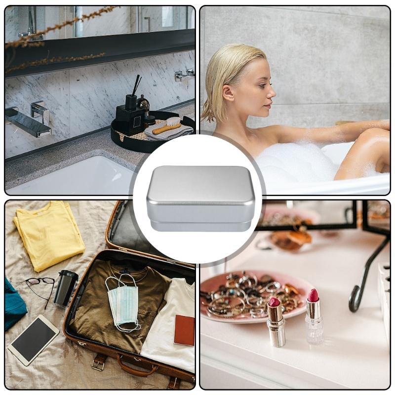 Aluminum Soap Box Travel Soap Dish with Drainages Layer, Waterproof and Rustproof Metal Soap Holder for Home Travel Use