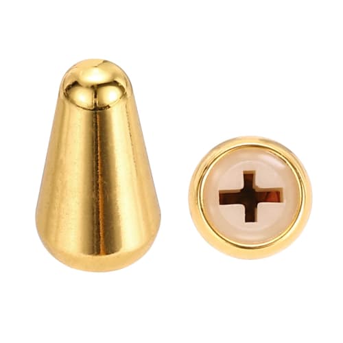 

uxcell ST Guitar 3/5-Way Pickup Switch Knob Covers, 4.7 x 3.8mm Cross-Head Metal Push Switch Knob Covers, Gold, Replacement for Electric Guitars, Pack