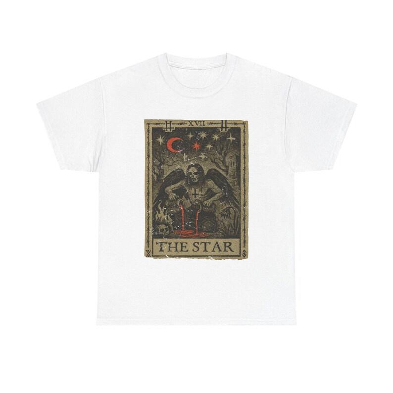 Starry Tarot Unisex Witch T-shirt Halloween Mystery Goth Shirt Autumn Atmosphere Skeleton Shirt Dark Idyllic Street Wear Tops