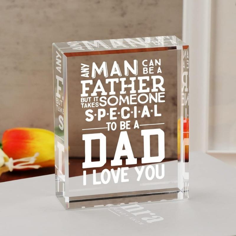 Kristall-Erinnerungsgeschenk für Papa von Tochter Sohn - Acryl Vatertag Weihnachten Geburtstag Geschenk mit "Ich liebe dich" Botschaft, Herzlich Sentimentale Erinn