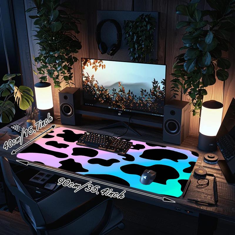 1PC Cow print Oversized Mouse Pad - Non-Slip Rubber Base Perfect for Office School Esports Home Decor Desk Mat 149A