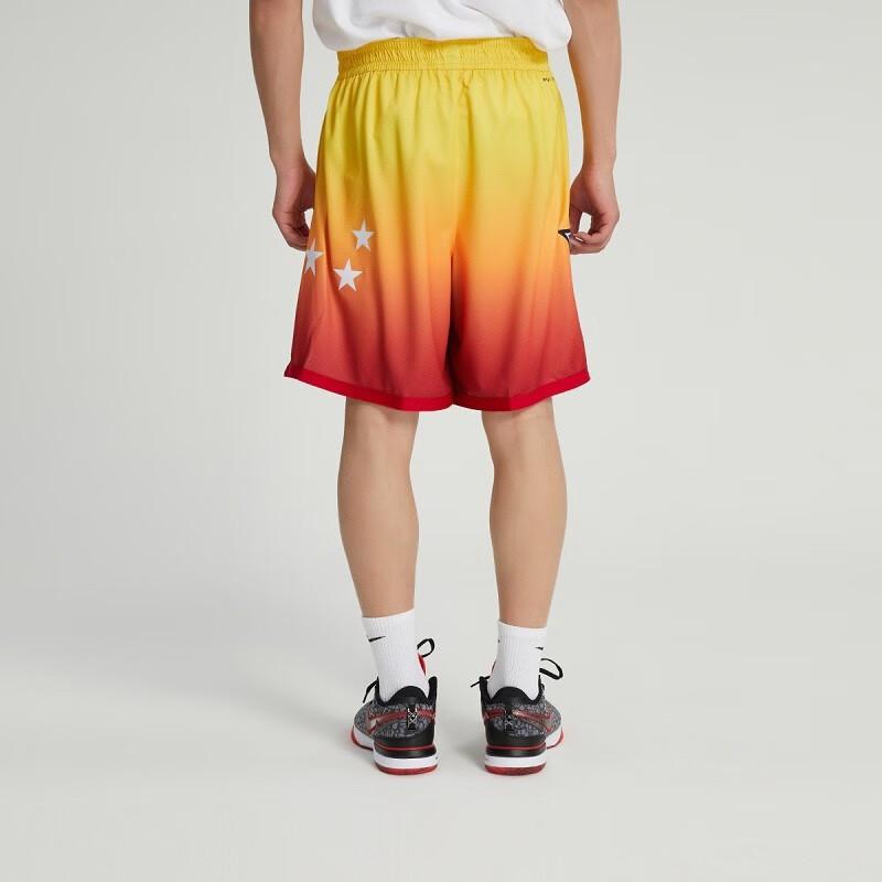 Nike x NBA Collaborative Dri-Fit Colorblock Graphic Print Drawstring Shorts Men bottoms Red DX6335-600