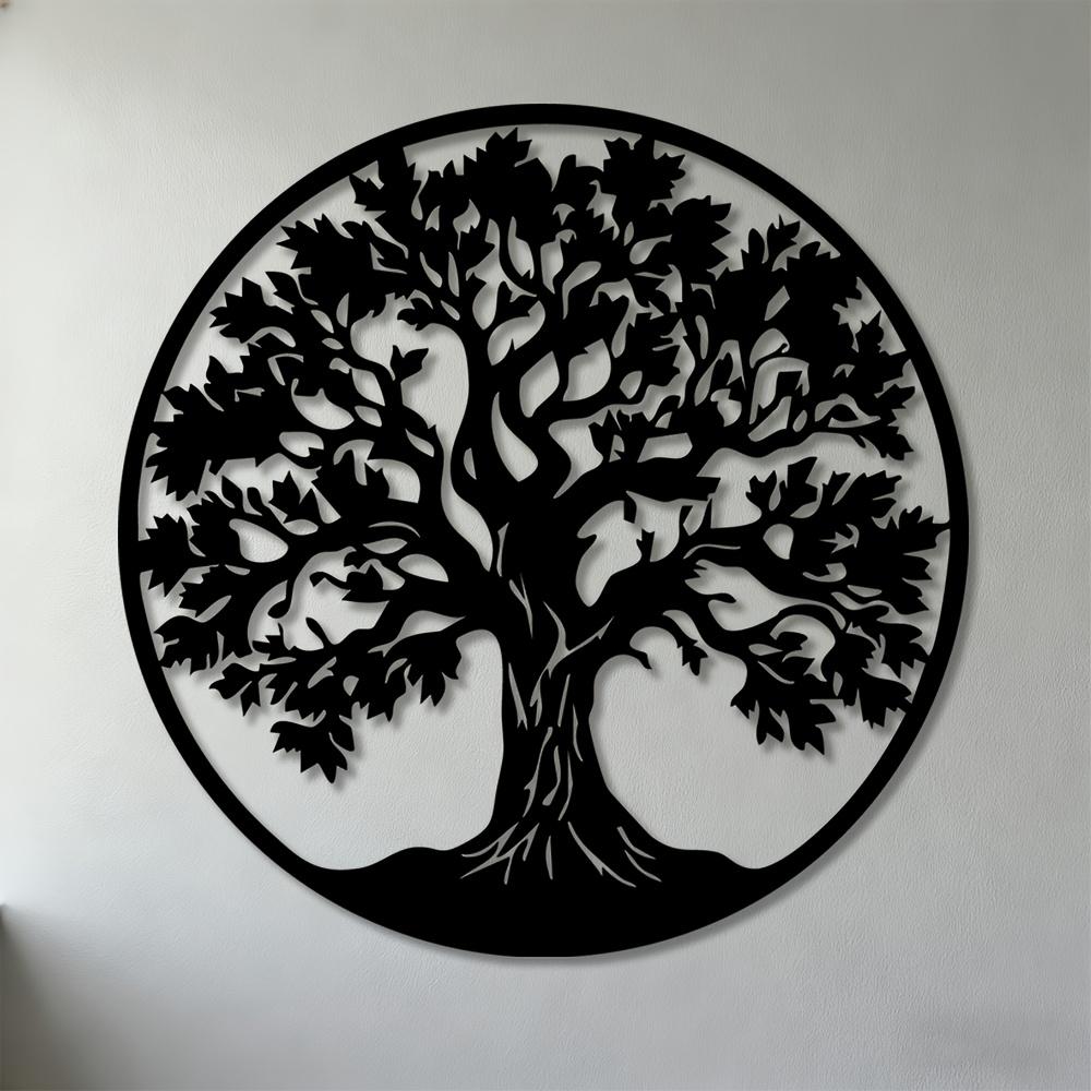 

1pc Tree of Life Flat Wall Art, Metal Sculpture for Living Room Bedroom Office Garden Decor 30cm-11.81inch чёрный