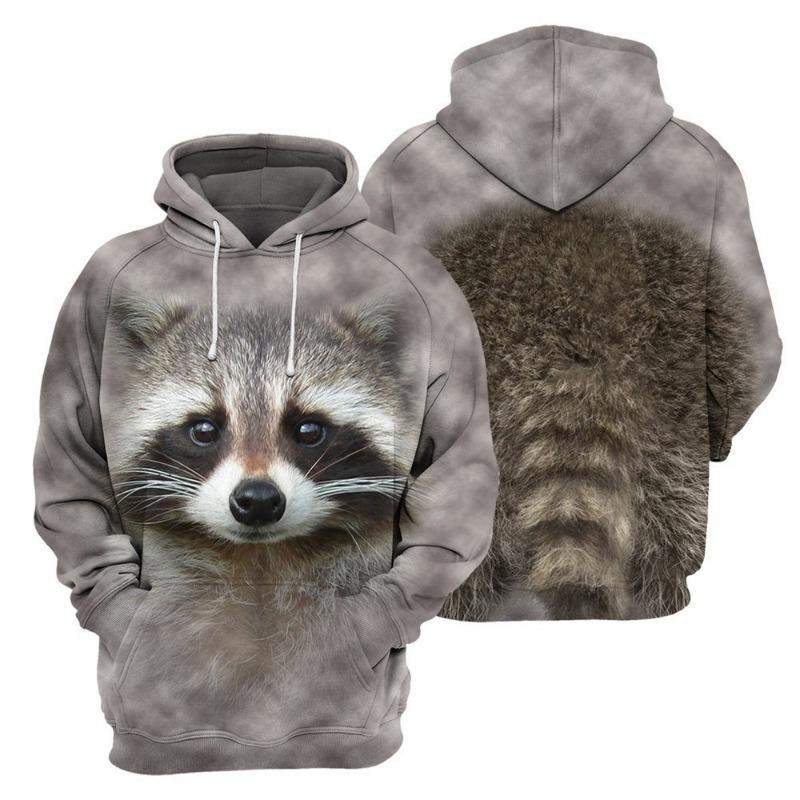 3D Eternal Love Heren Hoodie Losse Casual Lange Mouw Modieus 3D Dierenprint XS