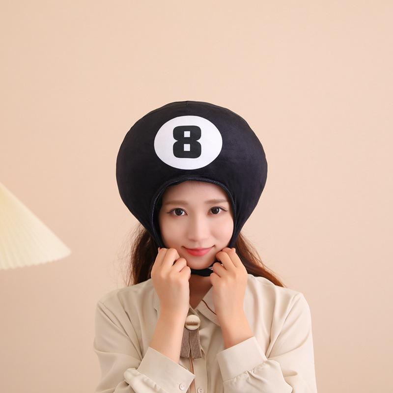 

Бильярдная черная восьмерка головной убор шляпа, плюшевый головной убор, реквизит для фото, мультяшный головной убор, реквизит для выступлений 33*30CM0.2kg