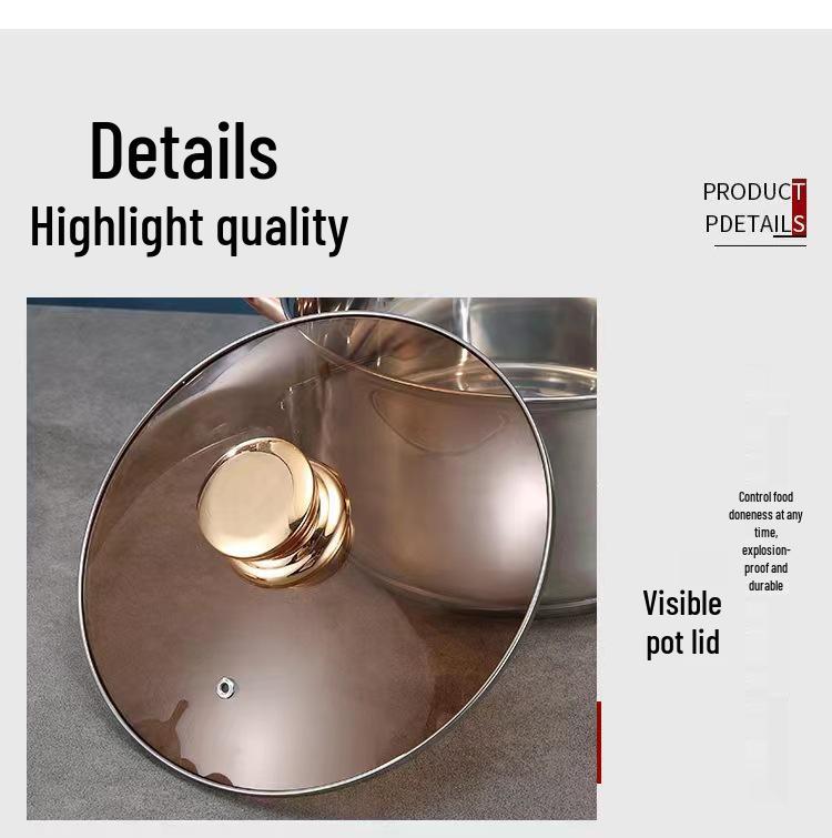 12-teiliges Kochgeschirr-Set mit Doppelboden: Enthält Kochtopf, Topf mit einem Griff für Babynahrung, Milchkännchen und beschichteten Topf.