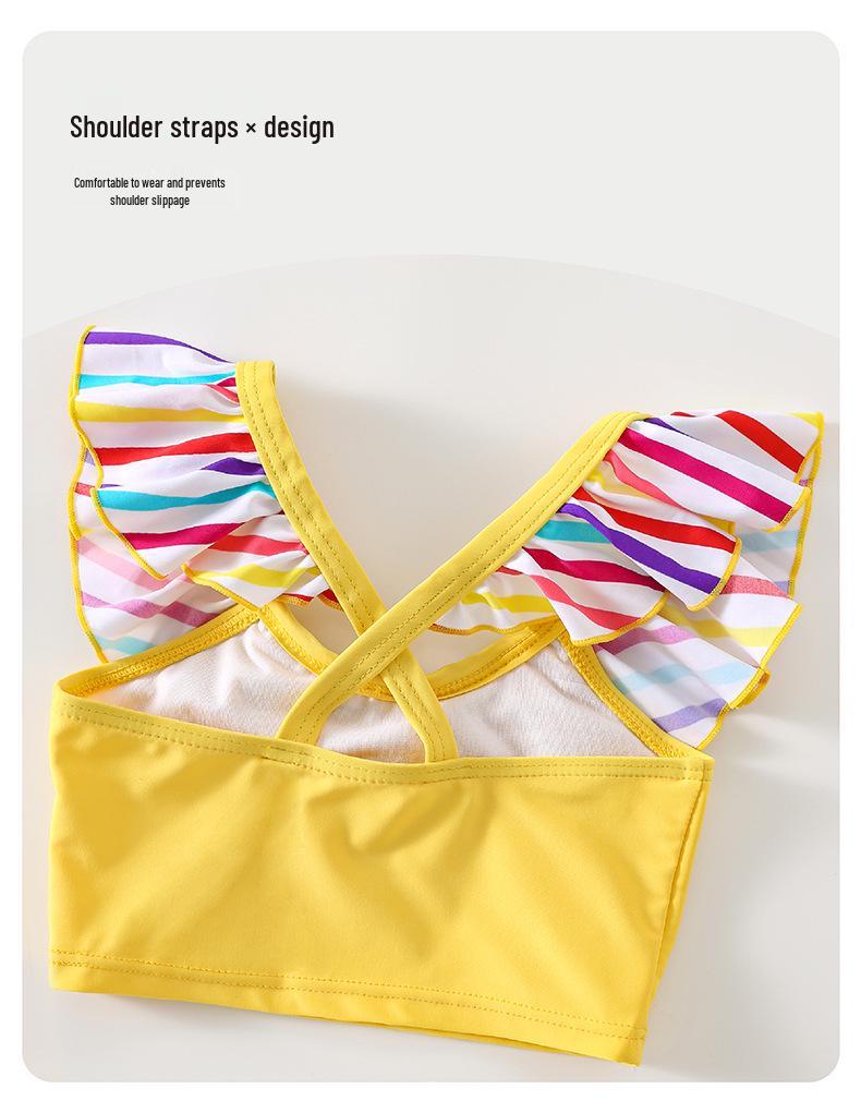 2026 Gestreifter Zweiteiliger Badeanzug für Mädchen - Kleinkind & Baby Bikini im Rock-Stil