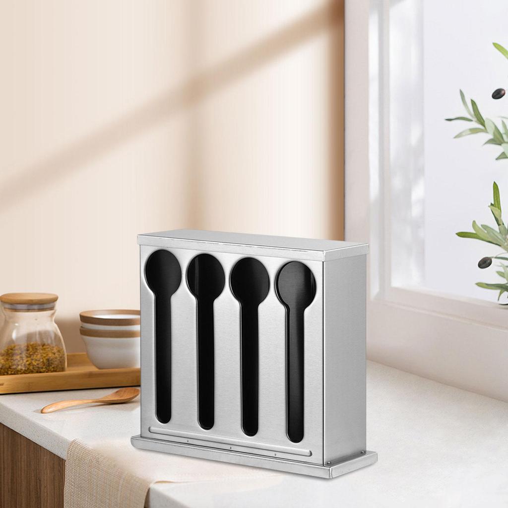 Cutlery Organizer Container Stainless Steel Utensil Stand Spoon Storage Box for Restaurant Dining Room Kitchen Dinning Table