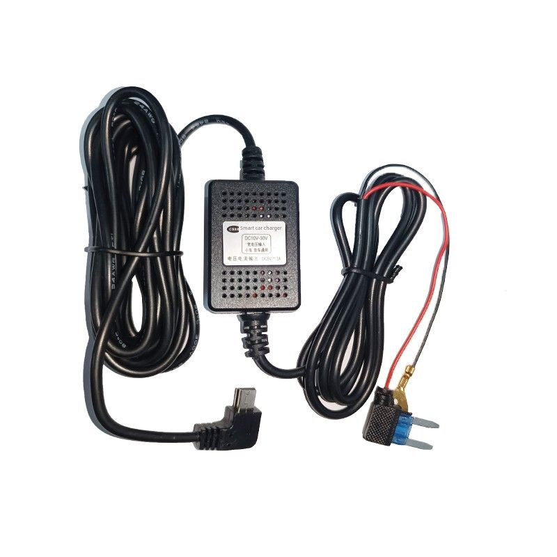 Car Mini Interface Dashcam Step-Down Cable Two-Wire 2A Power Cable Hidden Wire Installation Fuse Box Power Supply Two-Wire Mini Interface t Type