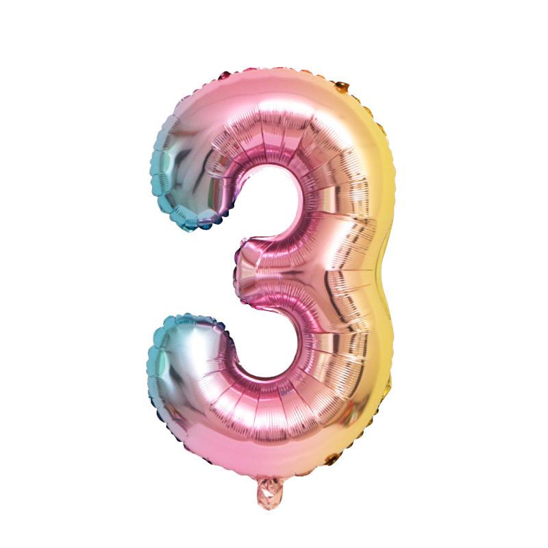 16-Inch Us Version Of Thin Body Digital Birthday Party Decoration Props Decoration Aluminum Film Balloon Digital