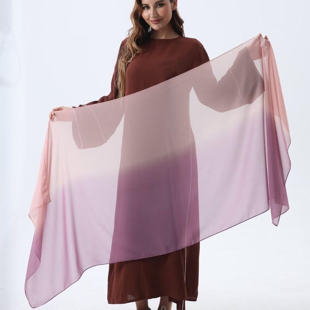 Long Headscarf Gradient Color Islamic Turban Fashion Wraps Shawl  Women