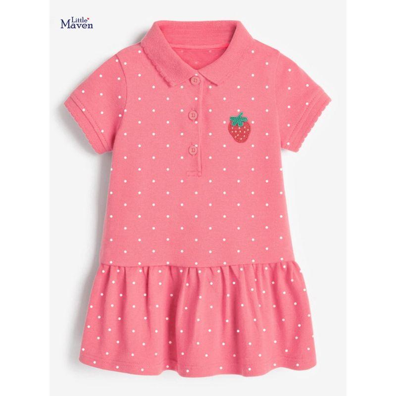 Little Maven Fashion Children Shirt Summer New Arrival Short Sleeve Children's Clothing Dress Knitting Girl Polo Dress