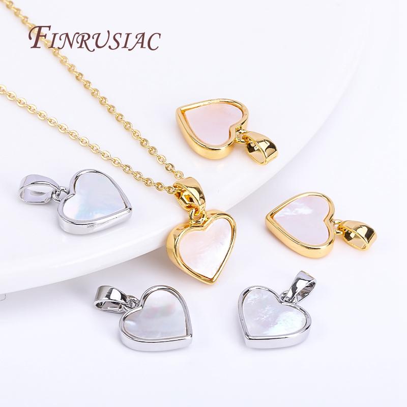 18K Real Gold Plated Heart Pendants For Necklace Making Supplies,Natural Shell Charms Jewelry Materials,DIY Accessories