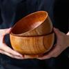 High Quality Eco-friendly Solid Round Wooden Bowl Polished Multi-Functional For Salad Fruits Soup Rice Kitchen Utensil