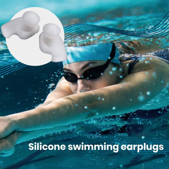 1 Pair Swimming Earplugs Silicone Waterproof Non-Slip Ear Plugs Friendly To Skin Noise Reduction Ear Plugs Swim Training Equipment