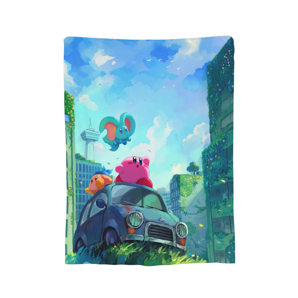 Cartoon K-Kirbys Blankets Coral Fleece Plush Print  Breathable Warm Throw Blankets for Bed Office Bedspreads