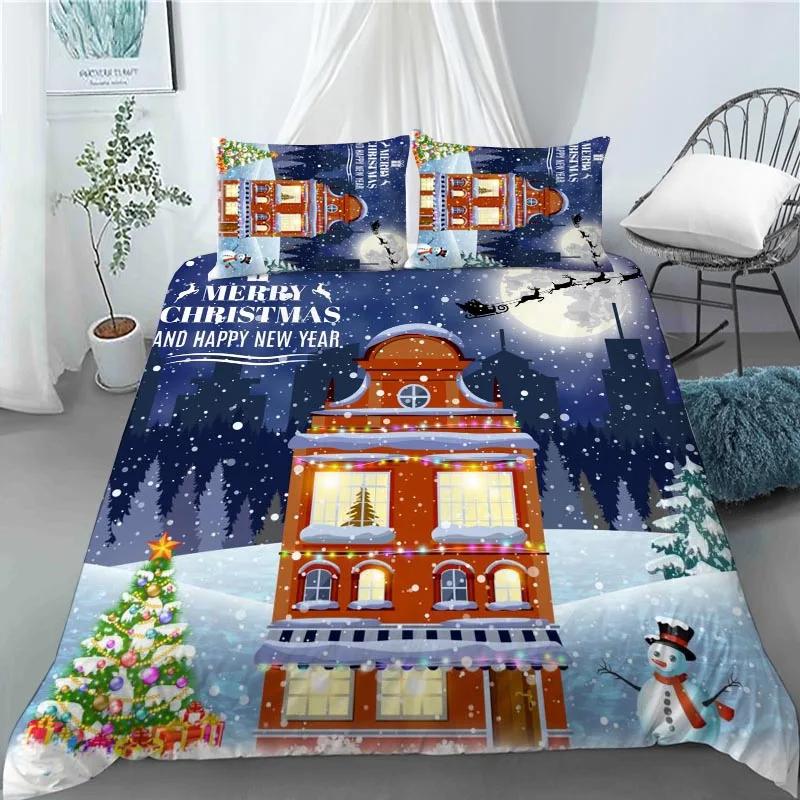 3D Christmas Decoration Duvet Cover Fashion Santa Claus Quilt Cover With Pillowcase Queen King Size For Kids Adult Bedroom Decor