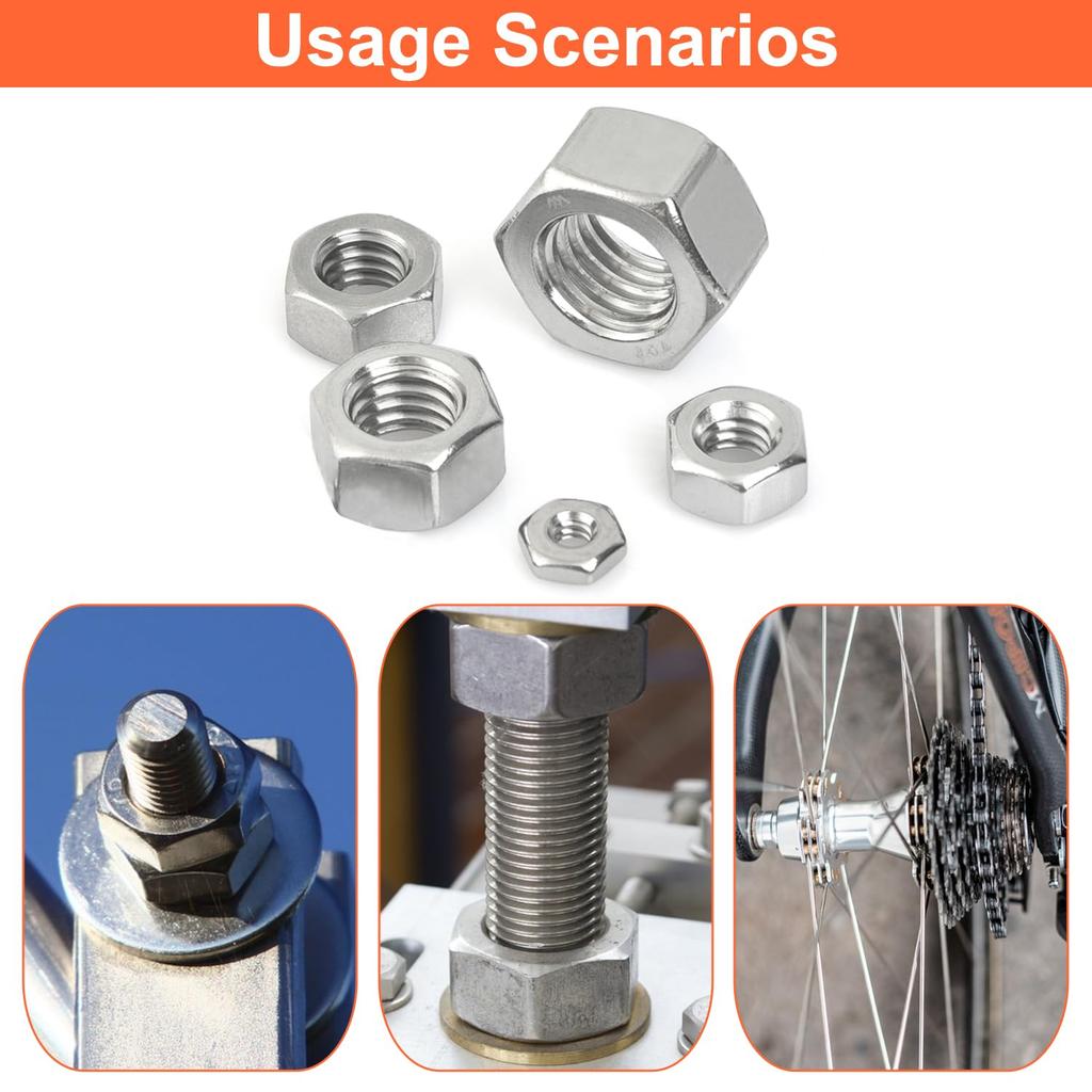 Hex Nuts Assortment Kit - 150Pcs Hardware Nuts Sets4#40 6#32 8#32 10#24 10#32 12#24 14-20 516-18 38-16 12-13 Nuts304 Stainless Steel