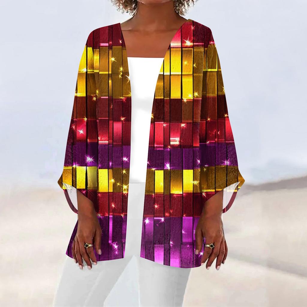 Women's Carnival Print Long Sleeve Knit Cardigan Button Jacket