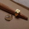 Trendy Retro Square Ring: Exaggerated Minimalist Design for Women, Copper Plated with Real Gold