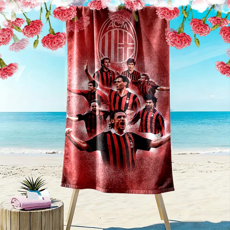 AC Mailand Print Strandtuch, Großes Weiches Schnelltrocknendes Handtuch für Strand Camping Schwimmen