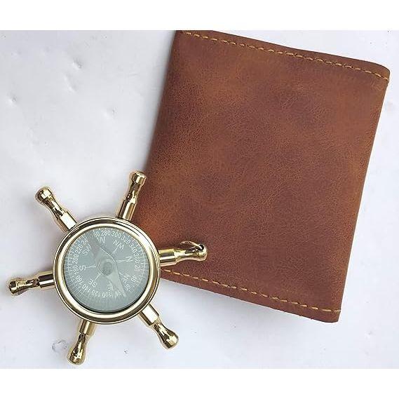 

Компас-штурвал из латуни – Морской подарок с кожаным чехлом | Антикварный декоративный подарок для влюбленных, друзей и семьи