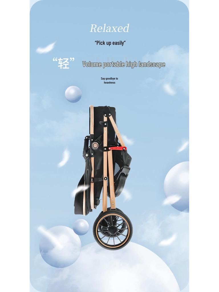 High Landscape Reversible Baby Stroller & Reclining Tricycle, Three-in-One with Large Wheels