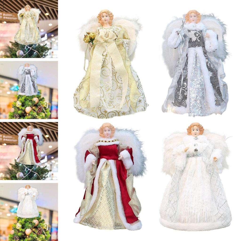 Angel Treetop Cartoon Delicate Statue Angel Figurine Christmas Ornament Decoration for Office Xmas Tree Shop Holiday Living Room