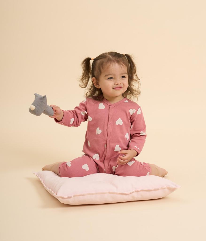 Footless Romper A0B9S 6 months 67cm [Petit Bateau] Pink/Off-White